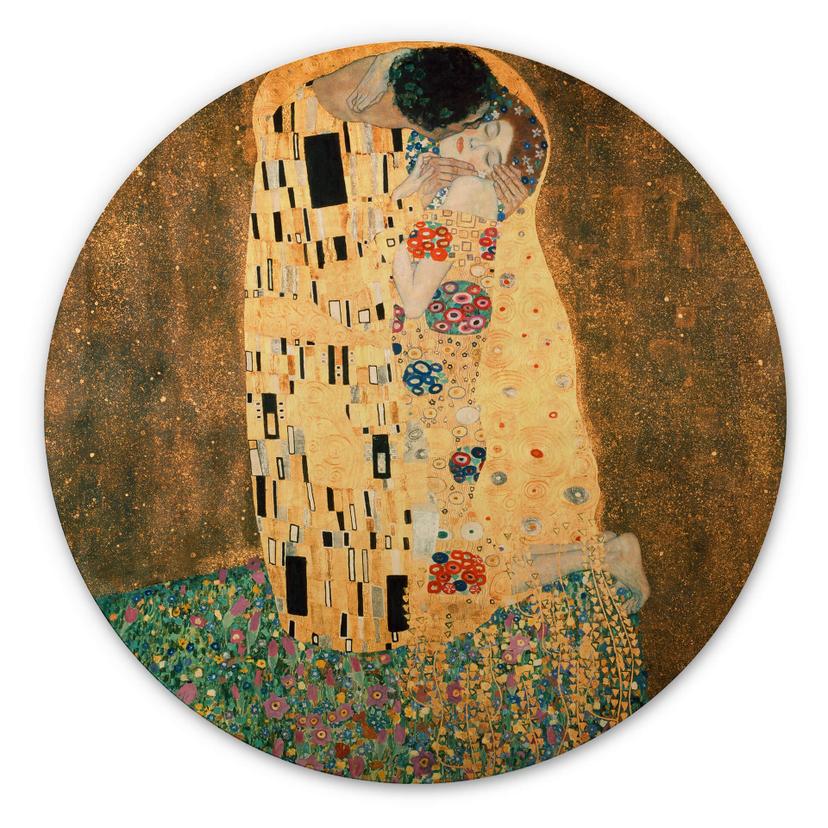 Billede af træ Klimt - Kysset - Rundt