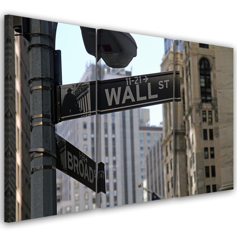 Impression sur toile en 3 parties, New York Wall Street USA