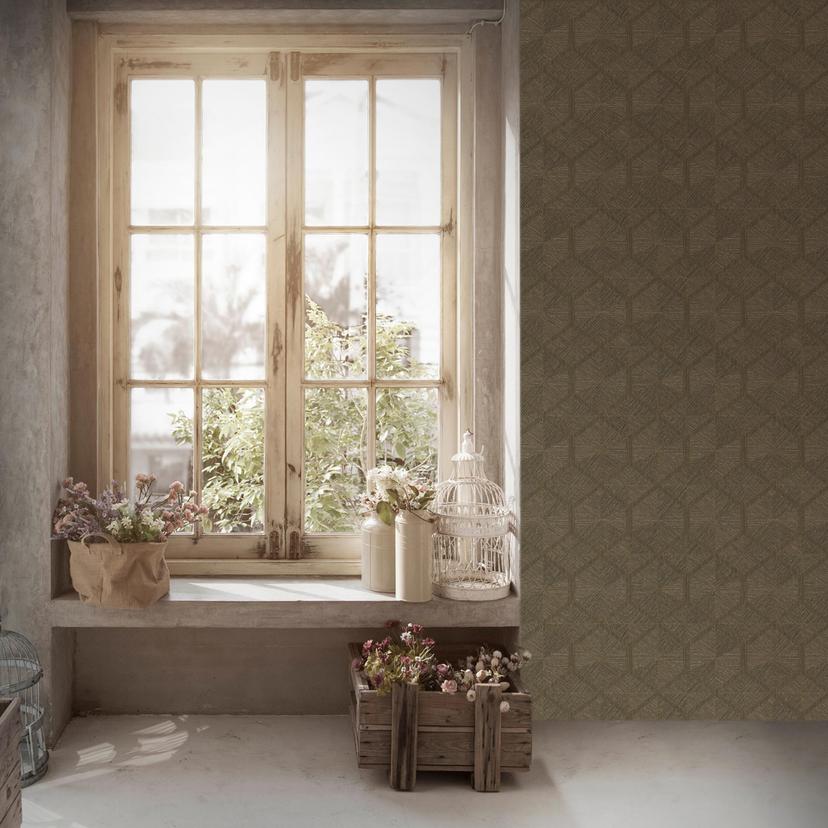 Livingwalls geometrische Tapete My Home My Spa Vliestapete Study Libary Home weiß, gold