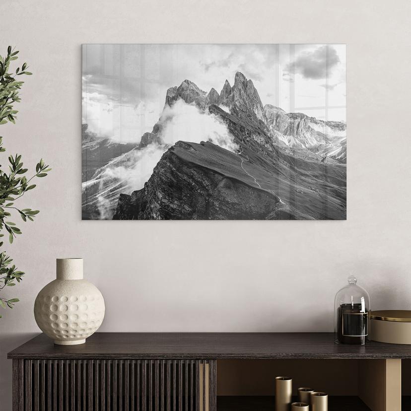 Tableau en verre acrylique Vue sur les Alpes - Paysage de montagne des Dolomites