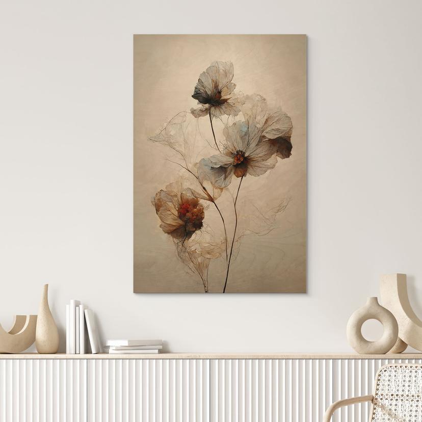 Stampa su legno di fiori secchi - eleganza della transitorietà - Treechild