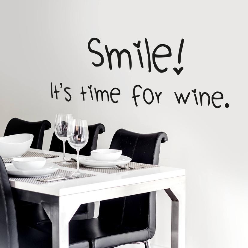 Wallsticker -  Smile it's time for wine