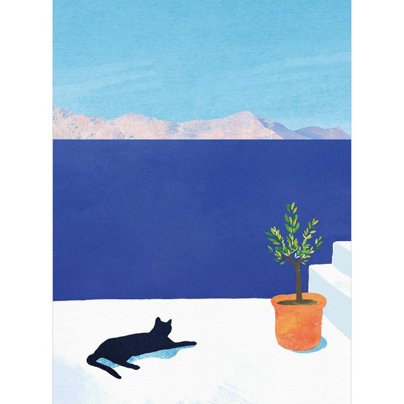 Fotomurale Siesta con gatto in riva al mare - Rivers