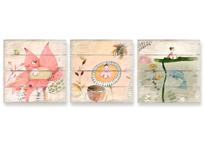 Houten Wanddecoratie-set Duimelijntje (3-delig)