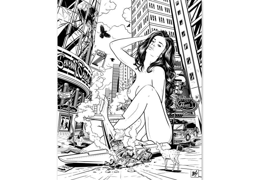 Fotomurale Drawstore - Desaster pin up plane crash