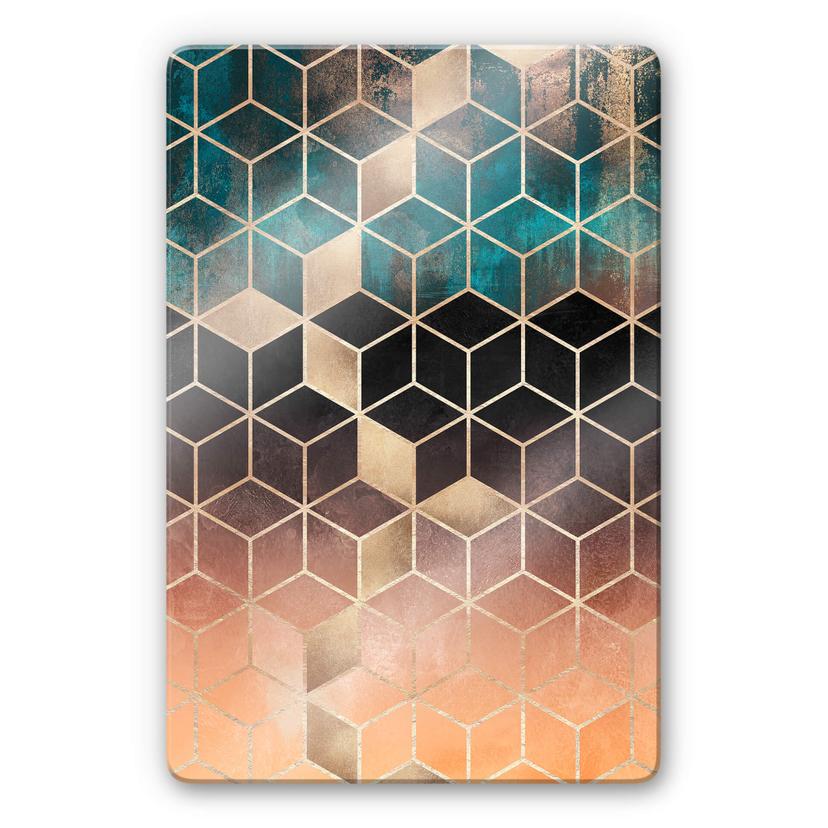 Glasbillede - Frederiksson - Gold Green Geometry