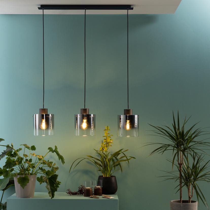 Pendelleuchte Benett, braun, 122 x 90 cm, Glas Pendelleuchte