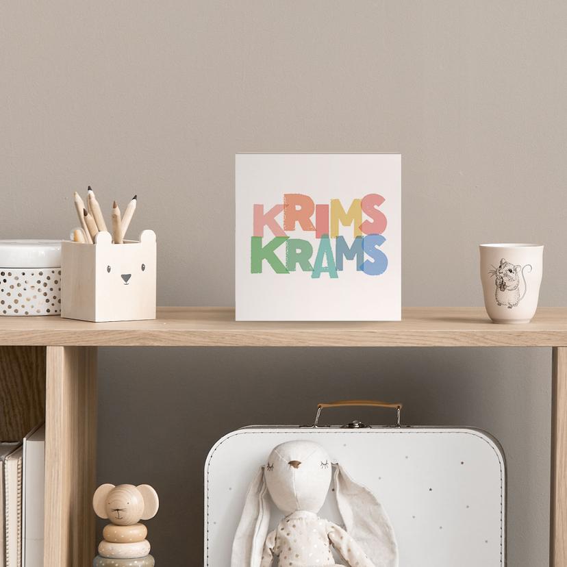 Holzbild zum Hinstellen - Krimskrams - 15x15 cm