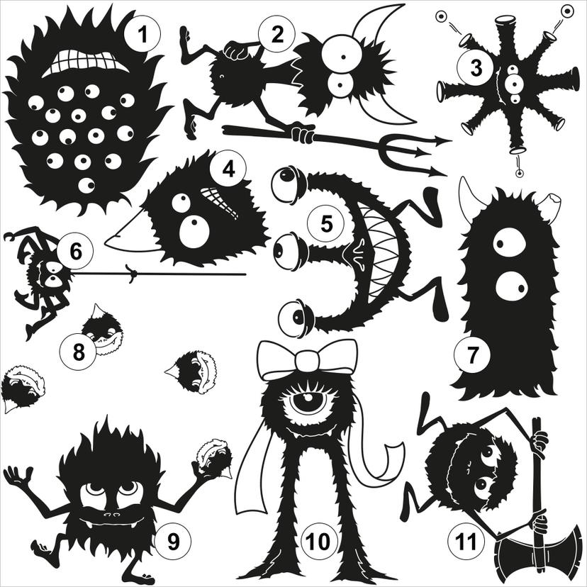Wandtattoo Monster Set