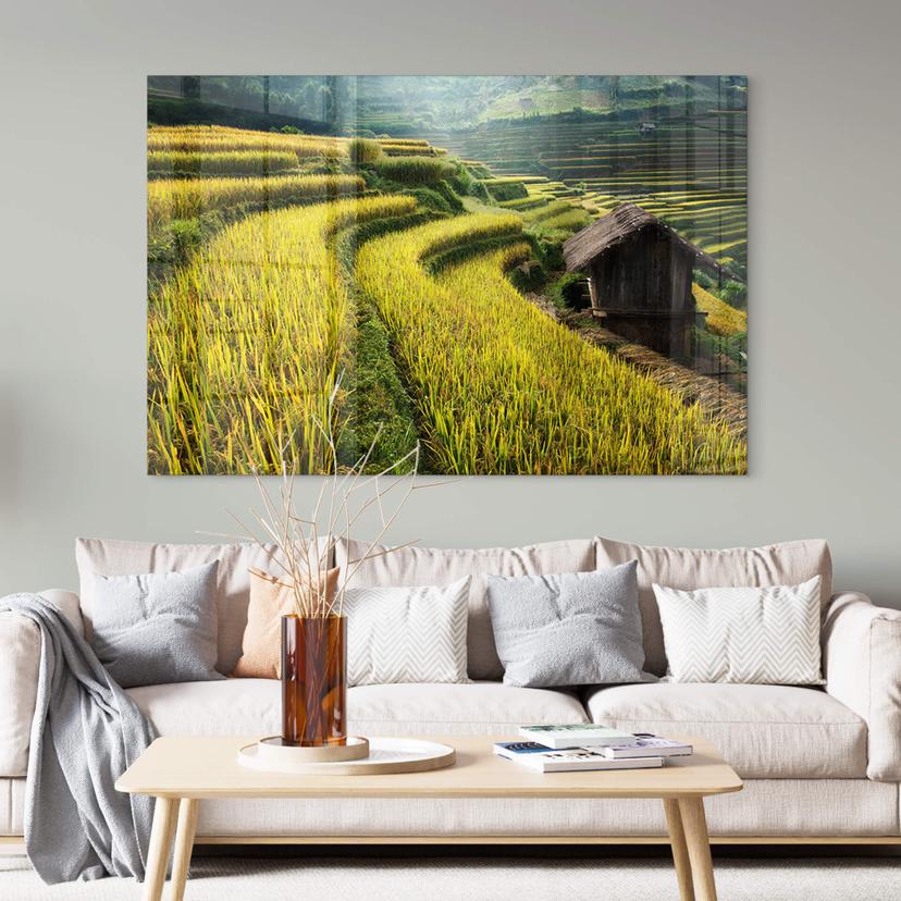 Tableau sur verre acrylique Intarob - rizières au Vietnam