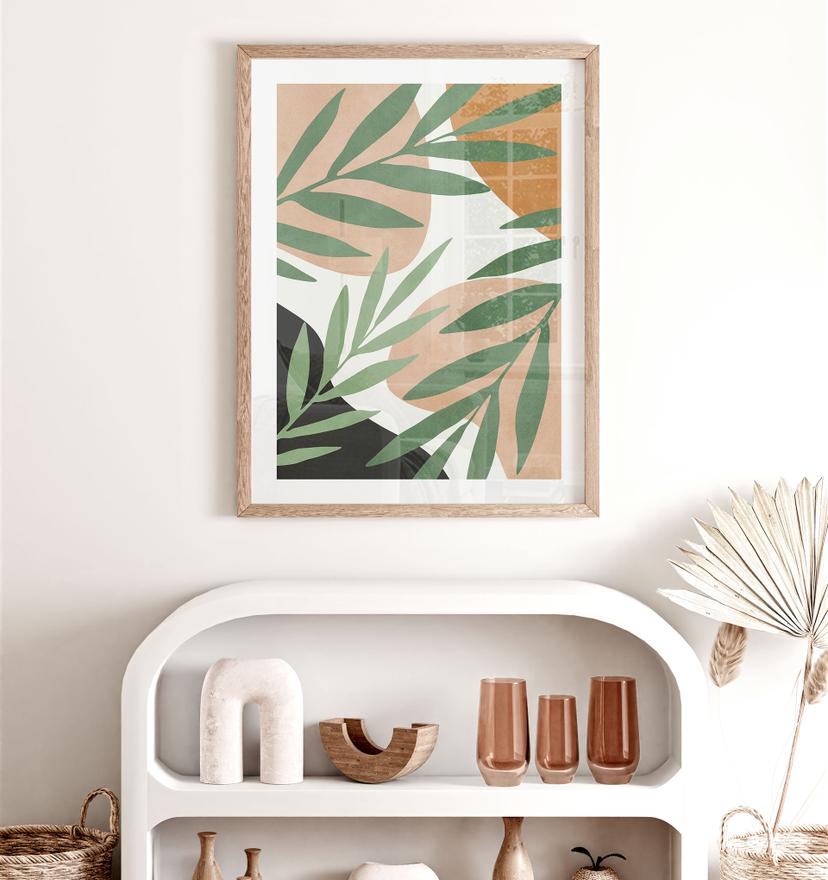 Poster con rami astratti dall'aspetto tropicale - Costa