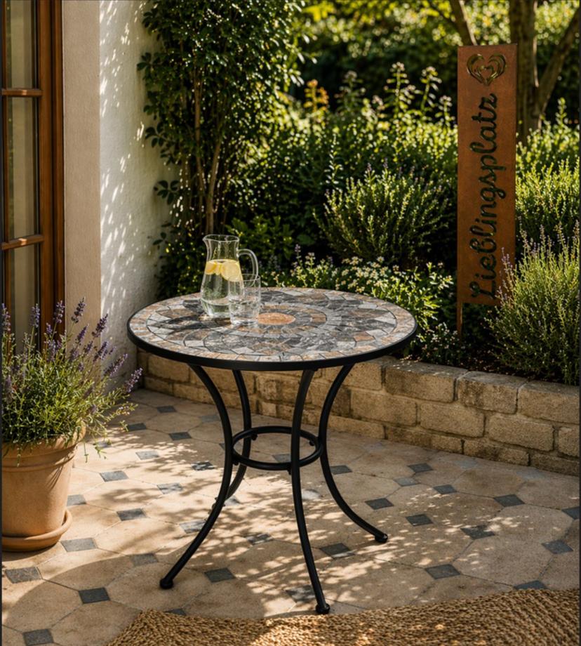 Table de jardin en mosaïque, 60 cm de diamètre robuste, intérieur et extérieur