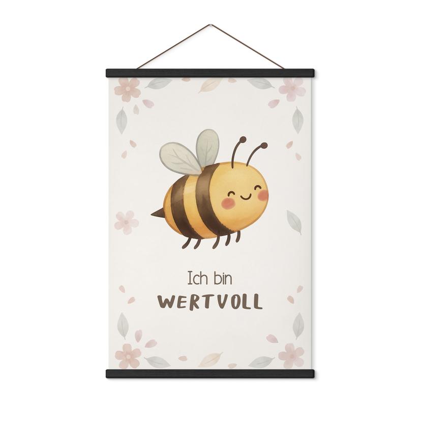 Stoffbild mit Biene - Glaubenssatz 'Ich bin wertvoll' für Kinder