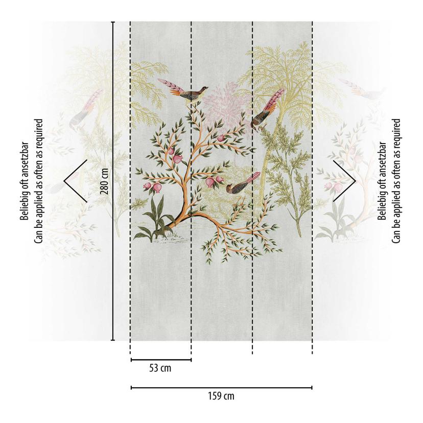 Carta da parati Vintage Grey Colourful Bird - Carta da parati in tessuto non tessuto con motivi natu