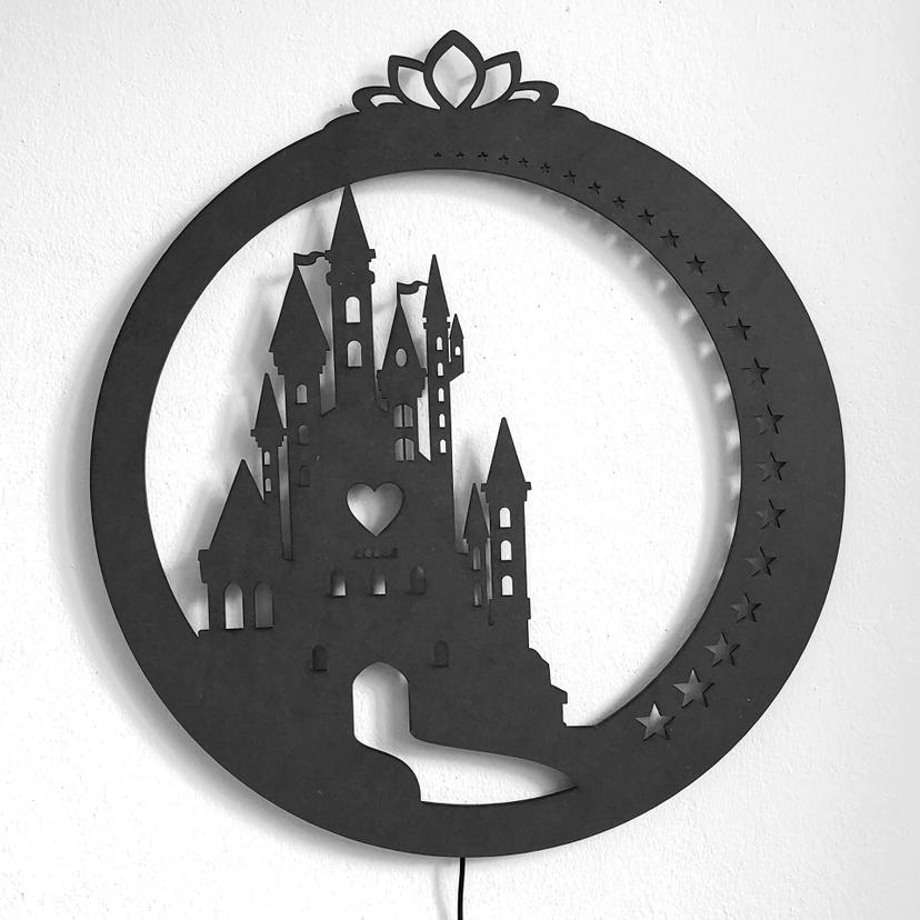 Decorazione luminosa a LED in MDF - Castello