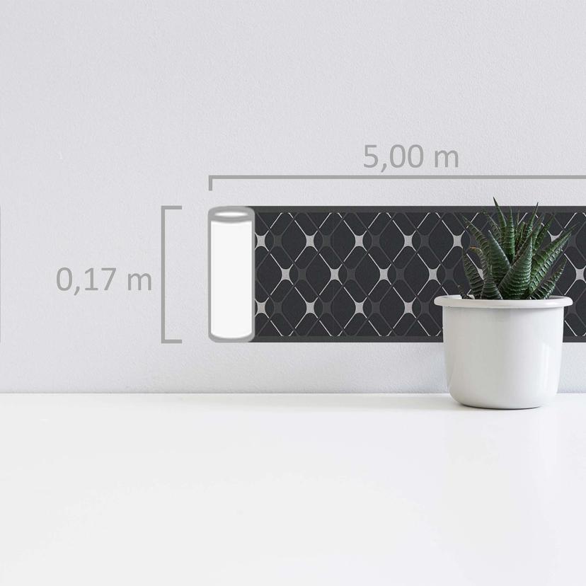 A.S. Création selbstklebende Bordüre Only Borders grafisch grau, metallic, schwarz