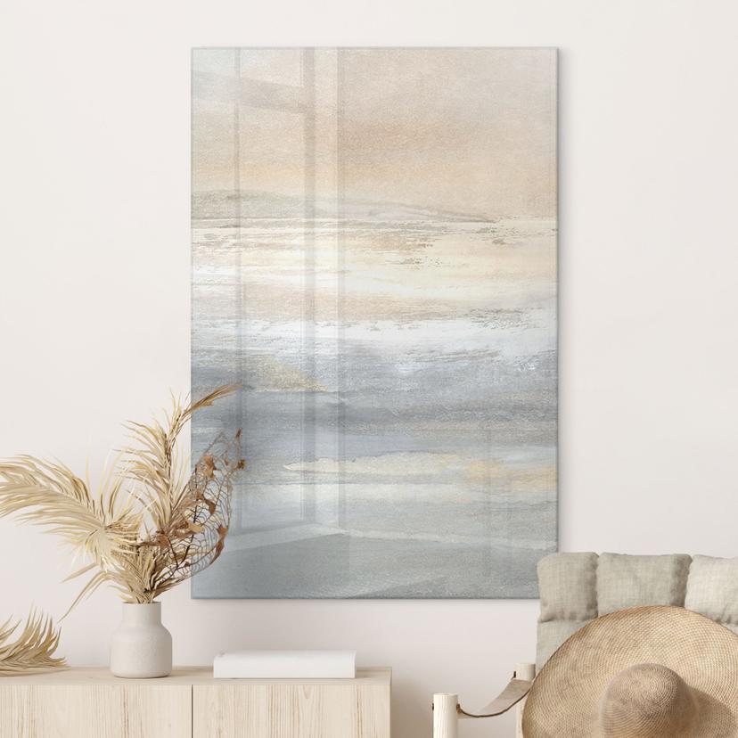 Tableau sur verre acrylique Paysage gris doré de coups de pinceau - Hobday