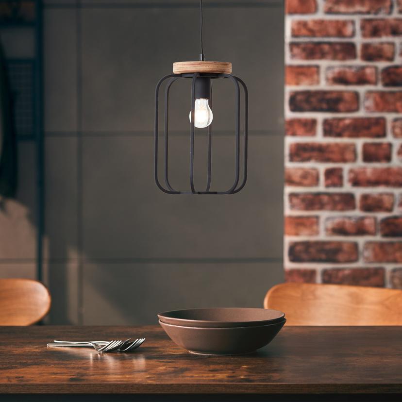 Pendelleuchte Rosalie, braun, 130 x 25 cm, Holz Pendellampe