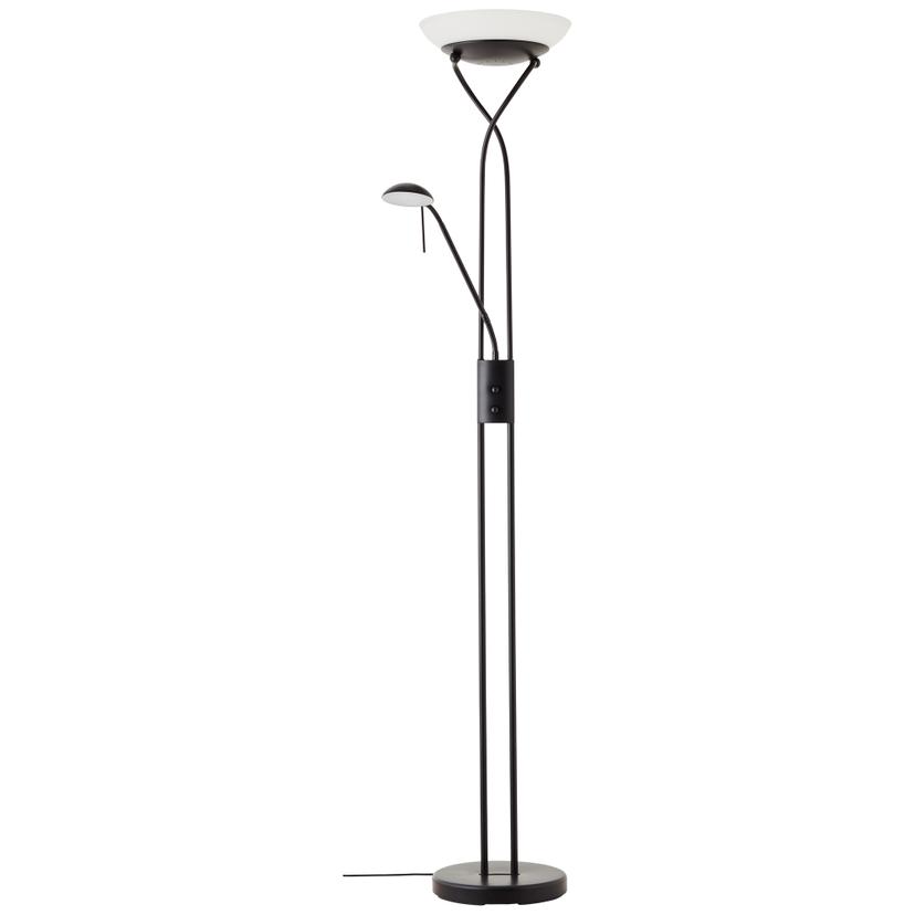 Glas Stehlampe mit Leselampe Maila, schwarz, Deckenleuchte , dimmbar