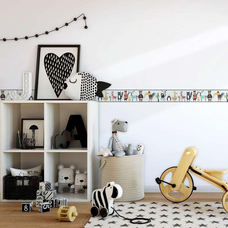 Børnetapet, non-woven tapet Kids Walls grøn, farverig