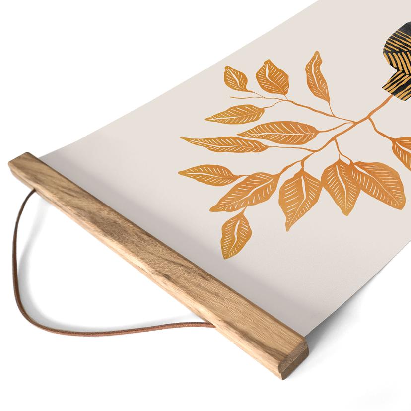 Textil poster Gyllene gren med blad | Botanik stilleben - Cats & Dotz