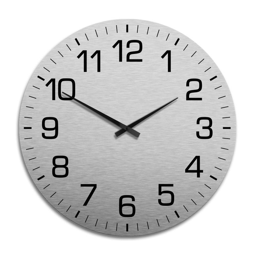 Horloge murale XXL en Alu-Dibond - Argenté Classique avec minutes