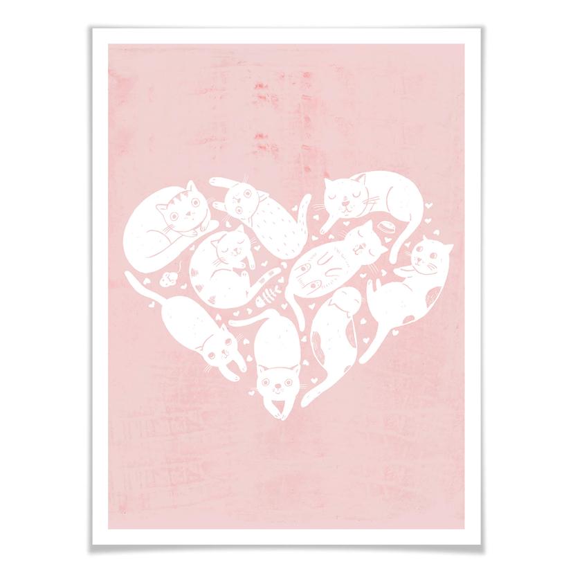 Poster Loske - Cuore di gatti