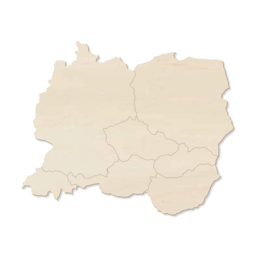 Träkonst poppelfanér - Karta över Centraleuropa