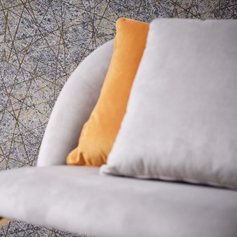 Blå non-woven tapet industriell gips guld texturerat skal och stick tapet för vardagsrum