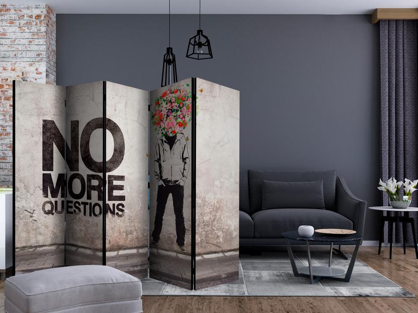 Schermo divisorio - Niente più domande , 5 pezzi - 225x172 cm