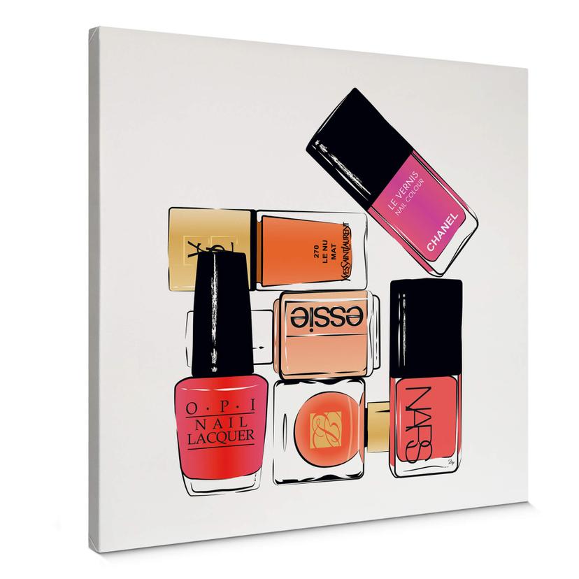 Lærredsprint - Martina - Pink Nail Polish