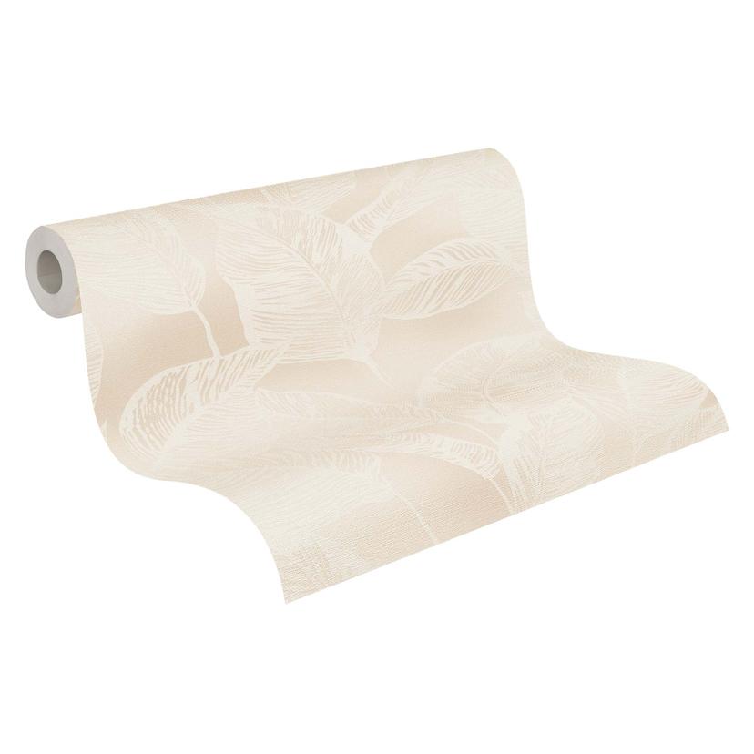 Papel pintado Floral - papel pintado no tejido hojas sin PVC de A.S. Création Beige White Nature 386