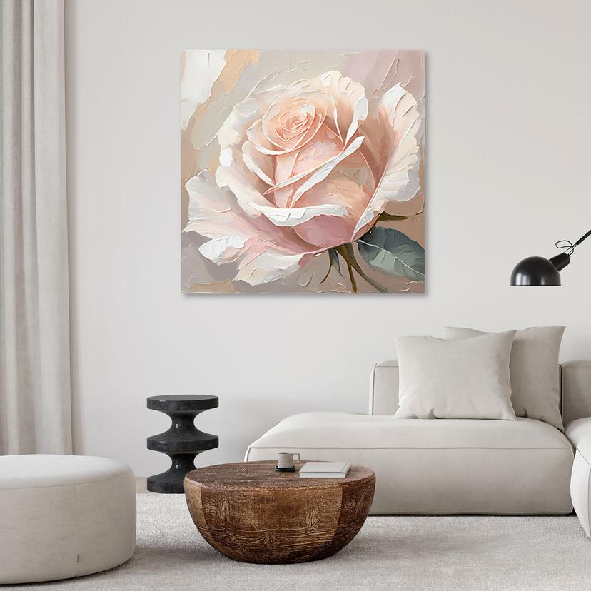Leinwandbild Gemalte Rose auf Leinwand