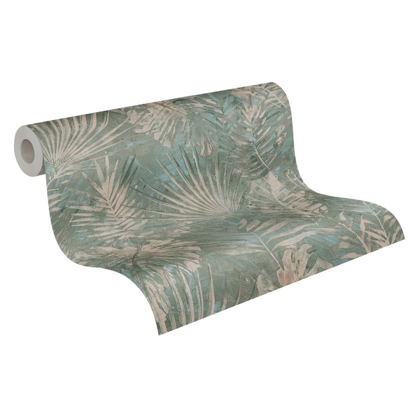 Papel pintado Jungla verde azul sin PVC - Papel pintado no tejido palmeras petrol by A.S. Création 3