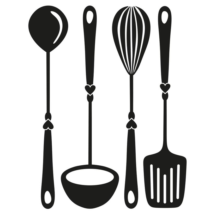 Adesivo murale - Attrezzi da cucina "cuori"