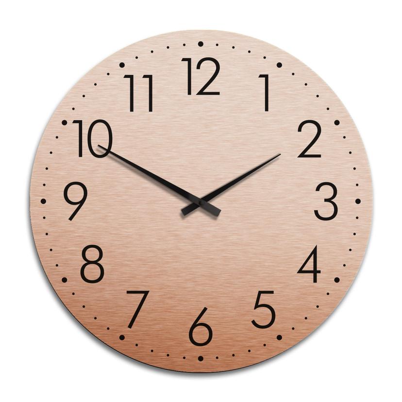 Horloge murale XXL en Alu-Dibond - Cuivrée - Moderne avec minutes  - Ø 70 cm
