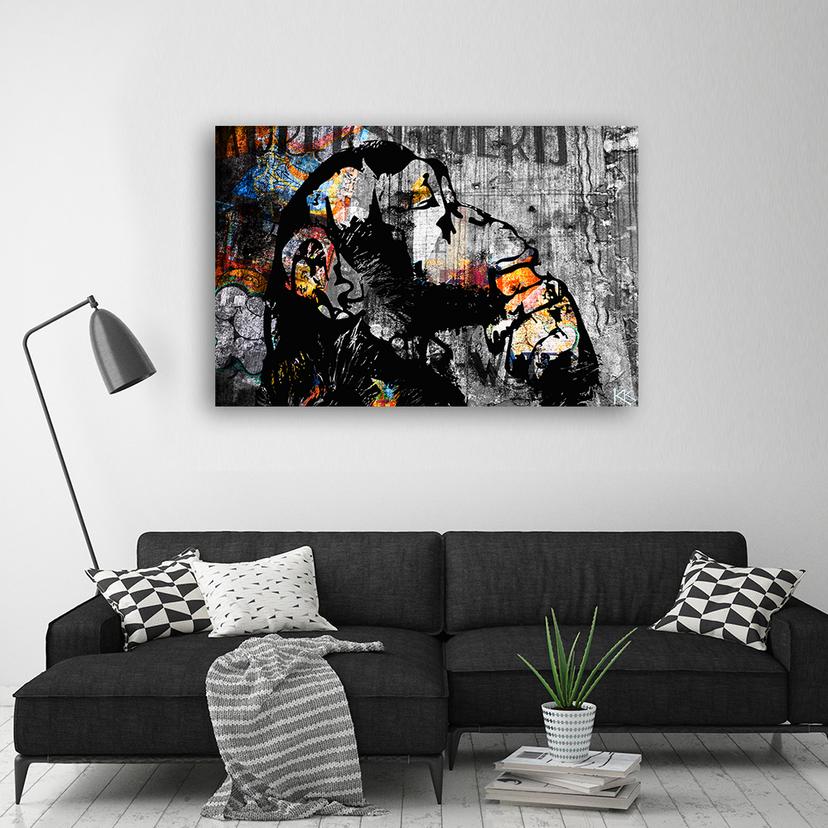 Stampe su tela, Street art Banksy Scimmia astratta