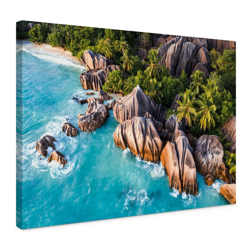 Canvasbillede Tropisk klippekyst på Seychellerne - Colombo
