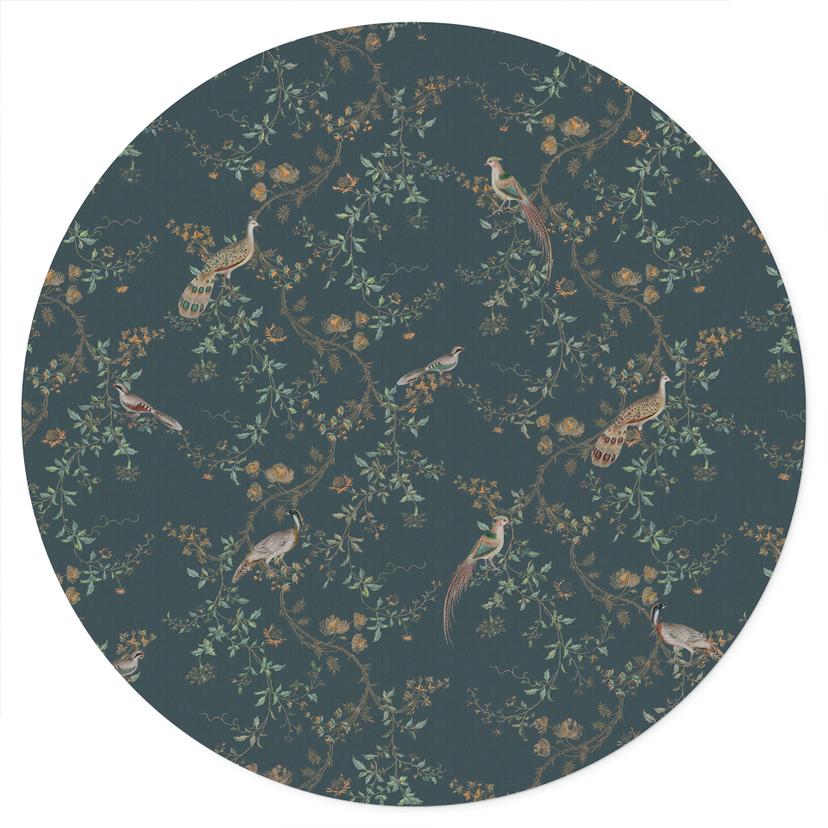 Adesivo murale con uccelli esotici nella foresta - Bloomery Decor - Rotondo