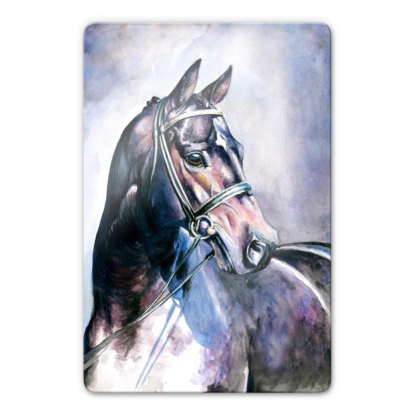 Tableau en verre - Un cheval à l'aquarelle
