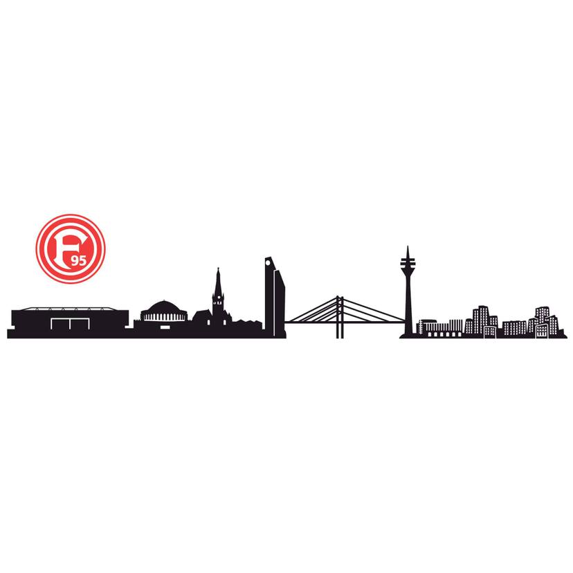 Wandtattoo Fortuna Düsseldorf Skyline mit Logo farbig