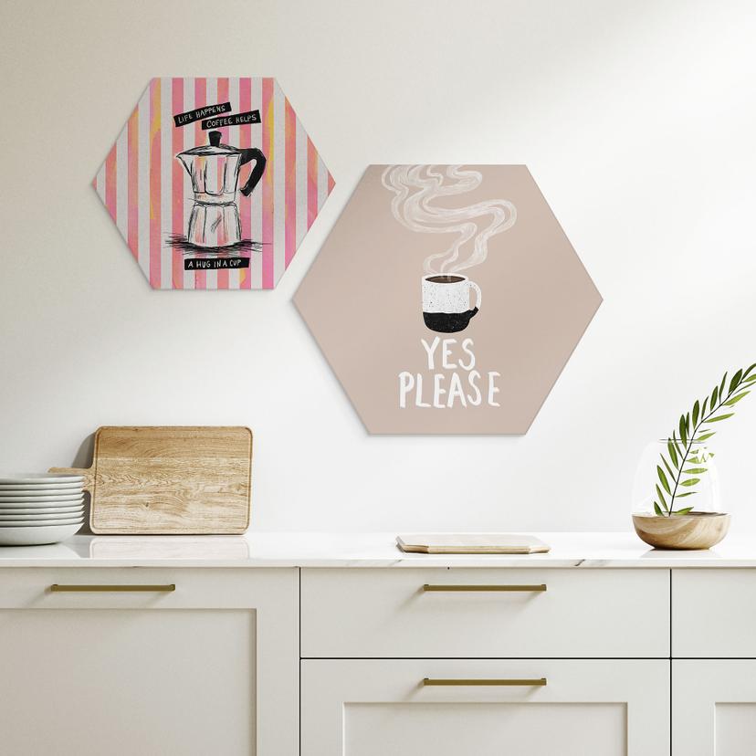 Wanddecoratie Hete kop koffie in de ochtend - EMELIEmaria - Aluminium Dibond