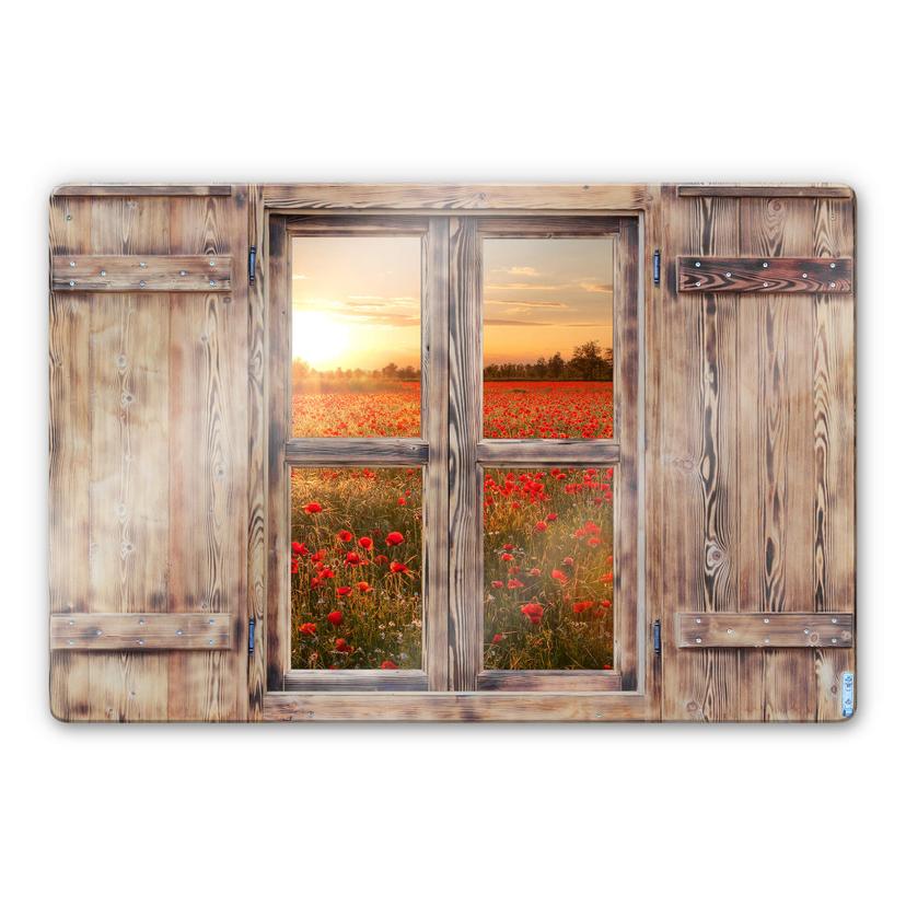Glasbillede - 3D optisk - Poppy Flowers
