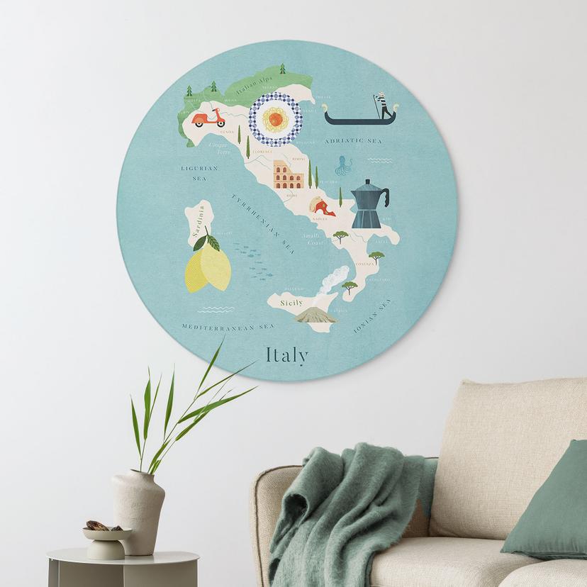 Cerchio a muro Mappa dell'Italia - Rivers