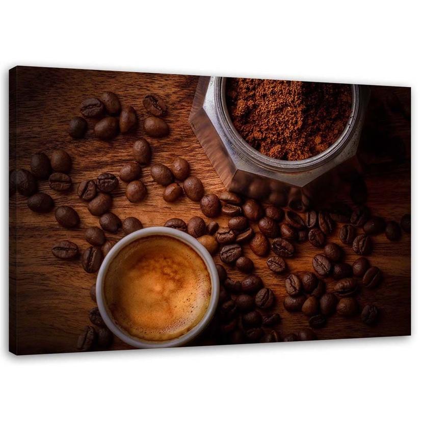 Canvasbillede, Kop med kaffe og bønner