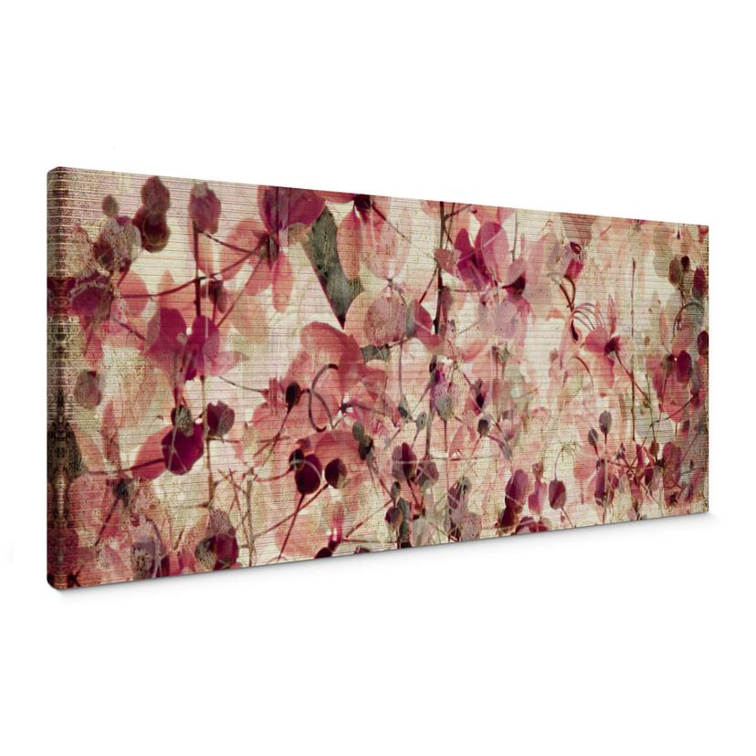 Canvas Vintage Bloemenpatroon - Panorama