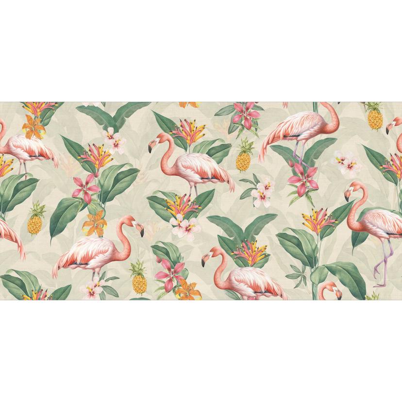 Fotomurale estivo - fenicottero e foglie tropicali - Bloomery Decor