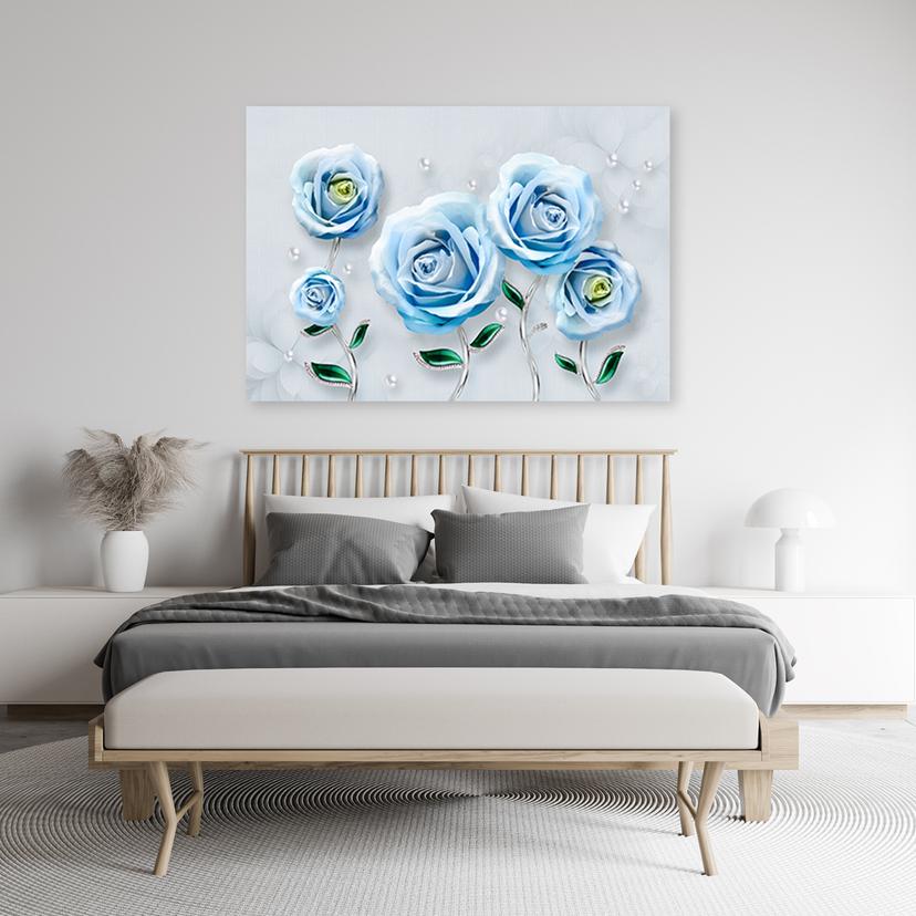 Stampe su tela, Fiori di rosa blu 3D