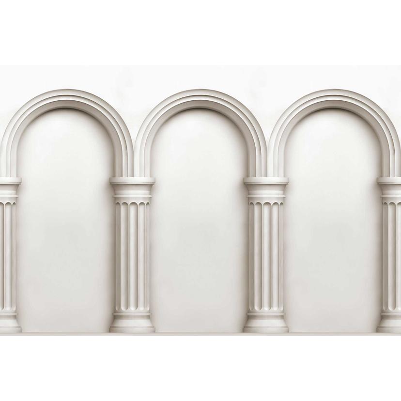 Carta da parati architettonica a pilastri in bianco crema - elegante carta da parati in tessuto non