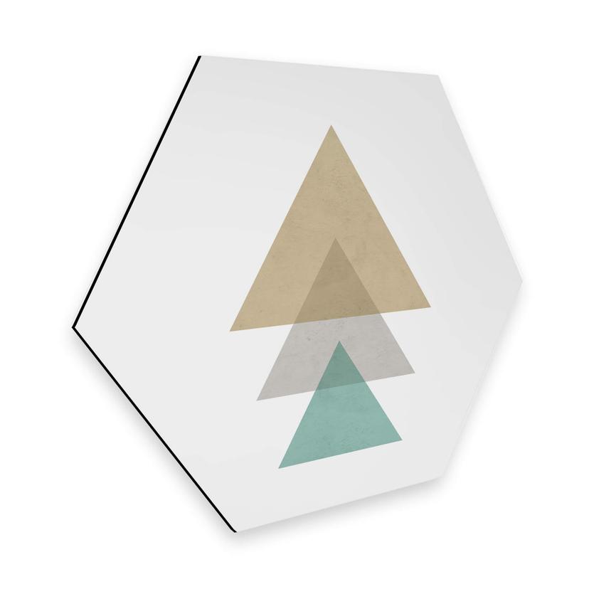 Hexagone - Alu-Dibond Nouveauprints - Triangles aqua